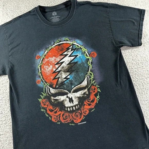 Grateful Dead Shirt Mens Large Black Skull Roses Vine Y2K Modern Retro Band Punk - Picture 1 of 10